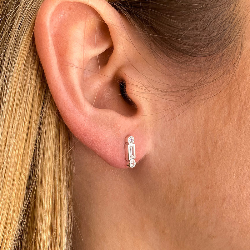 Boucles d'oreilles Argent baguette strass