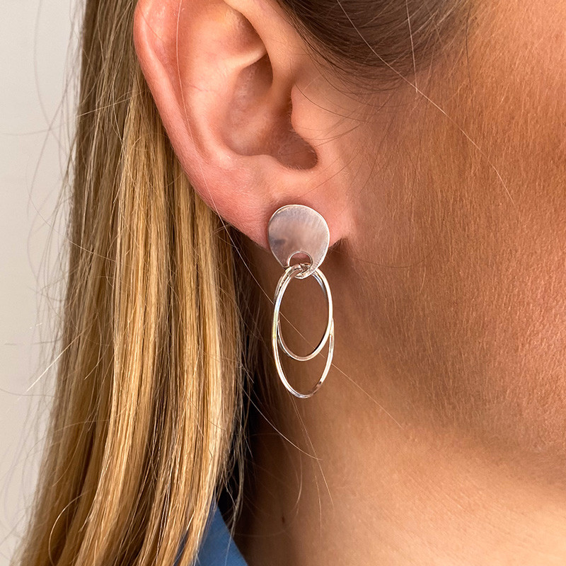 Boucles d’oreilles Argent double ovales