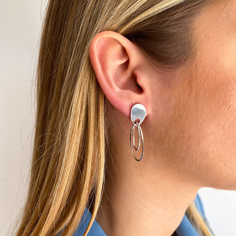 Boucles d’oreilles Argent double ovales