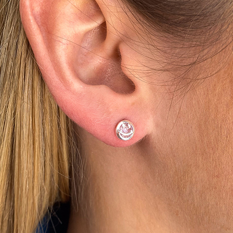 Clous d'oreilles Argent Happy Face