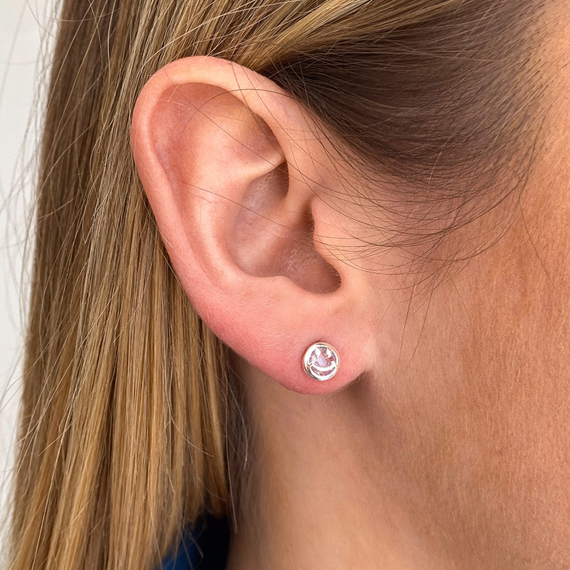 Clous d'oreilles Argent Happy Face