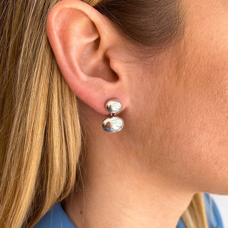 Boucles d'oreilles Argent double galets