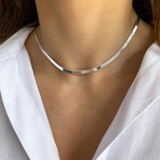 Collier Argent maille serpent plat