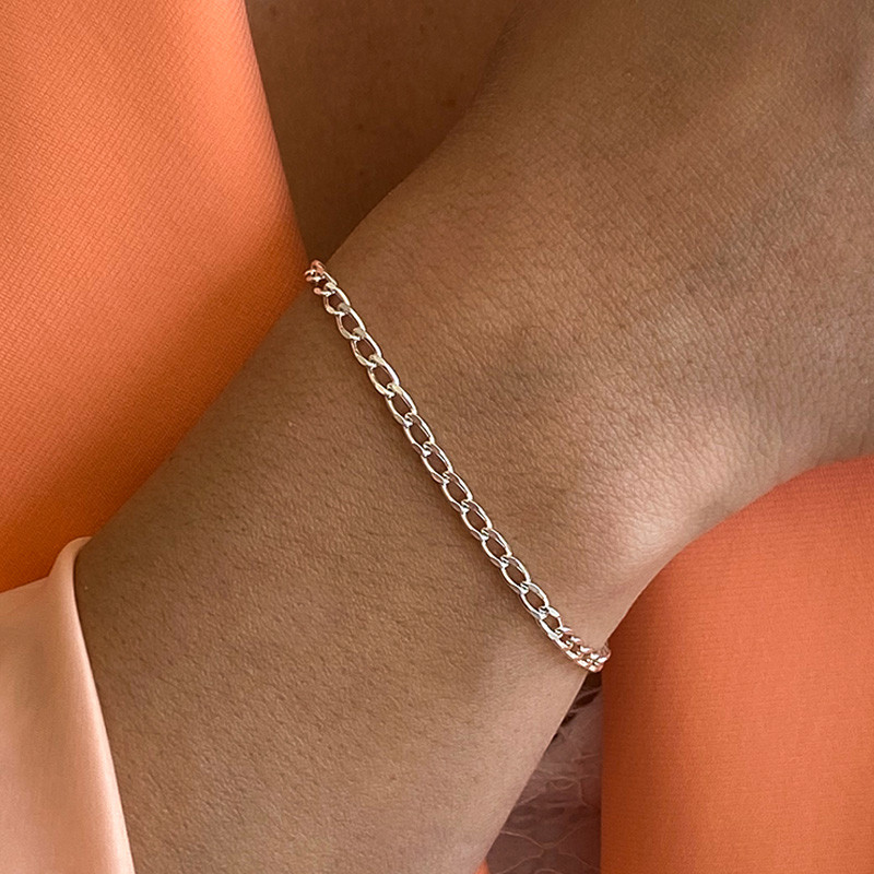 Bracelet Argent maille gourmette allongée