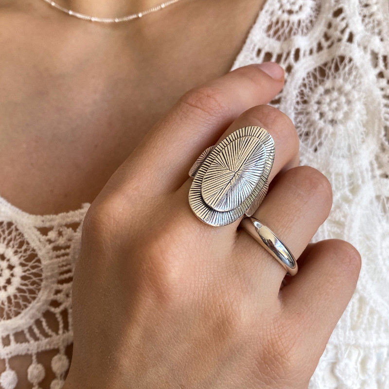 Bague Argent fine bombée