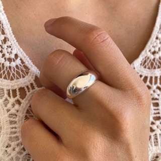 Bague Argent ajustable lisse bombée