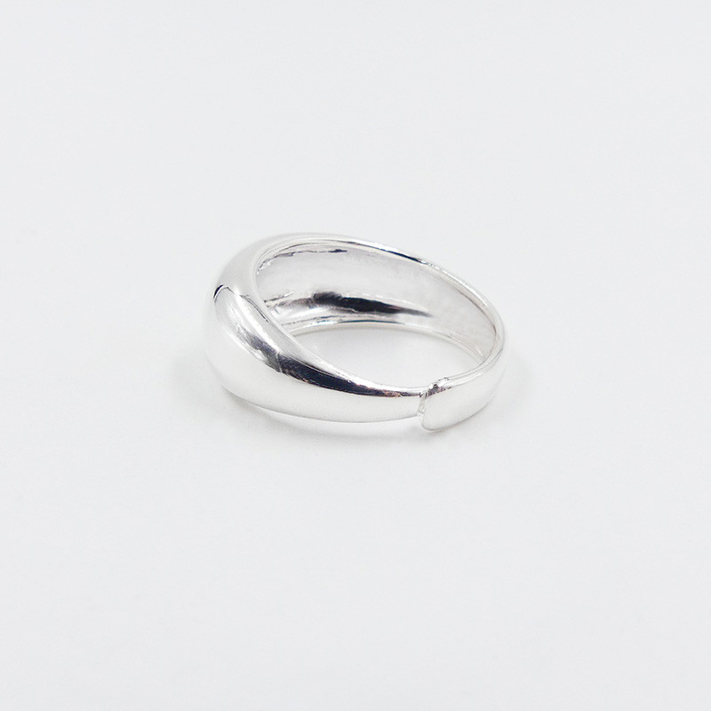 Bague Argent ajustable lisse bombée