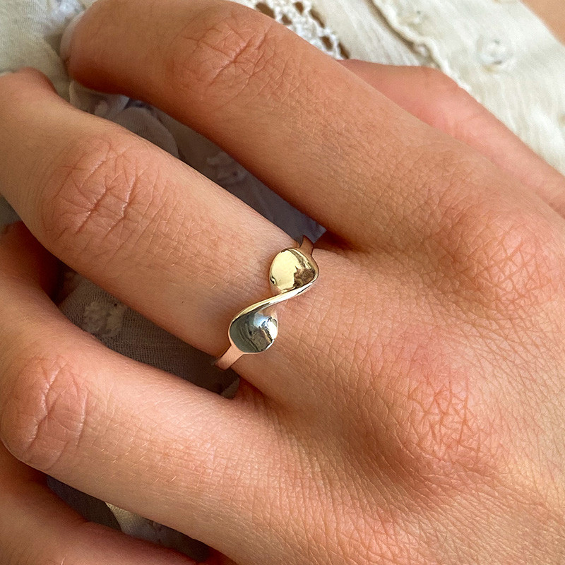 Bague Argent infinity torsadée ajustable