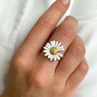 Bague ajustable acier doré Marguerite