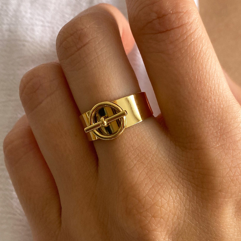 Bague ajustable acier doré Fermoir fin