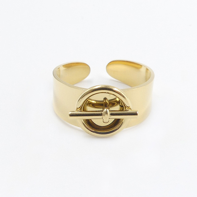 Bague ajustable acier doré Fermoir fin