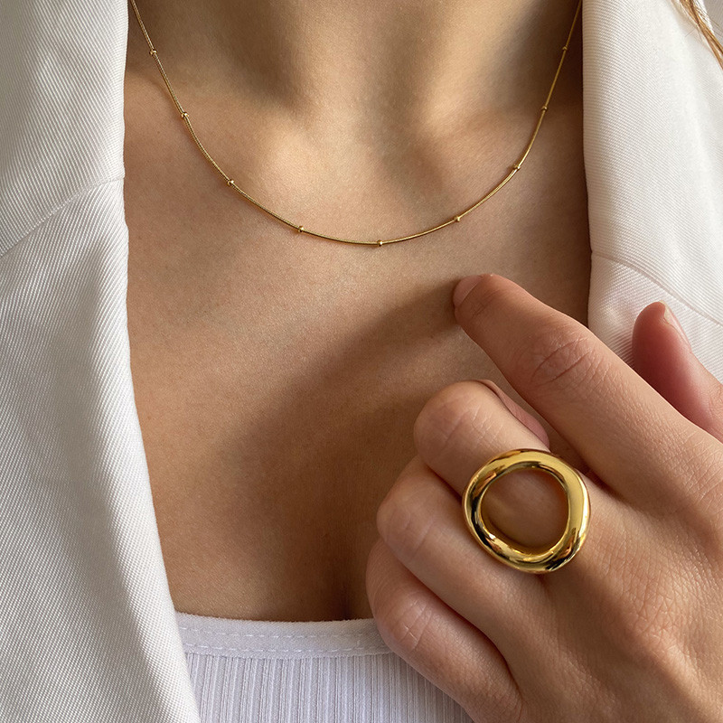 Bague ajustable acier doré Cercle épais