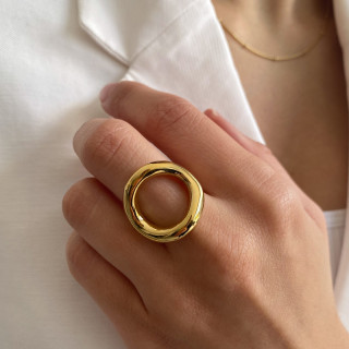 Bague ajustable acier doré Cercle épais