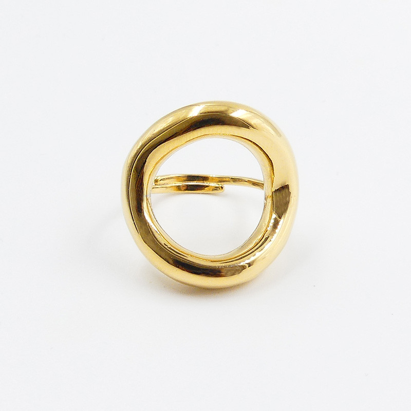 Bague ajustable acier doré Cercle épais