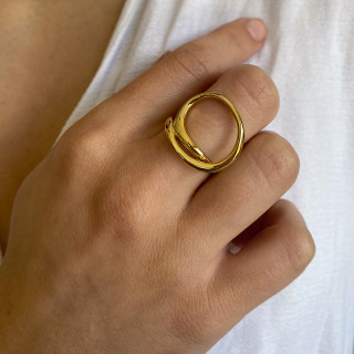 Bague ajustable acier doré round double