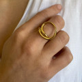 Bague ajustable acier doré round double