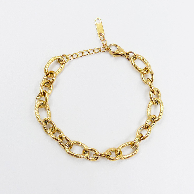 Bracelet acier doré maille ovale allongé