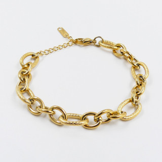 Bracelet acier doré maille ovale allongé