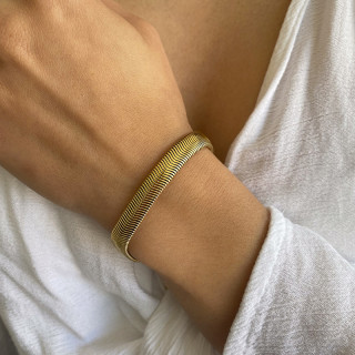 Bracelet acier doré grosse maille serpent