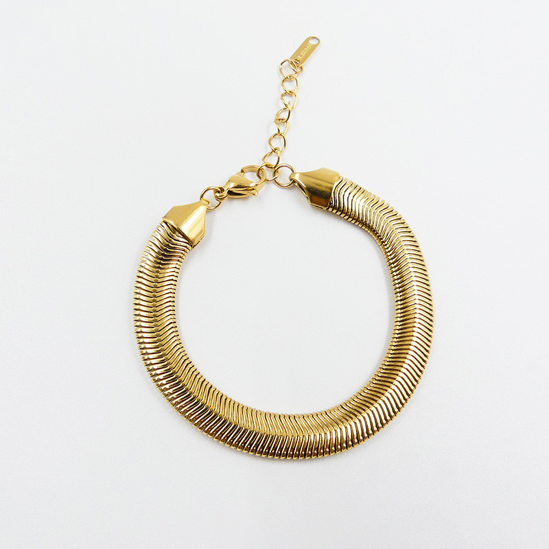 Bracelet acier doré grosse maille serpent
