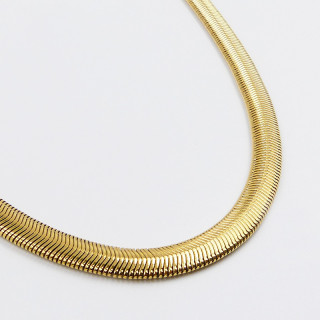 Collier acier doré grosse maille serpent