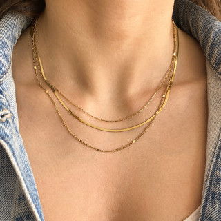 Collier acier doré 3 rangs