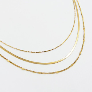 Collier acier doré 3 rangs