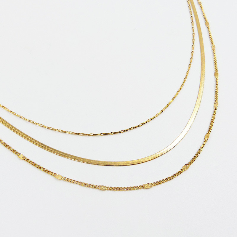Collier acier doré 3 rangs