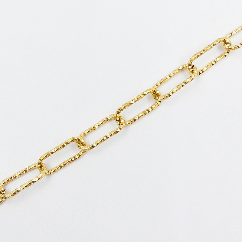 Collier acier doré maille allongée