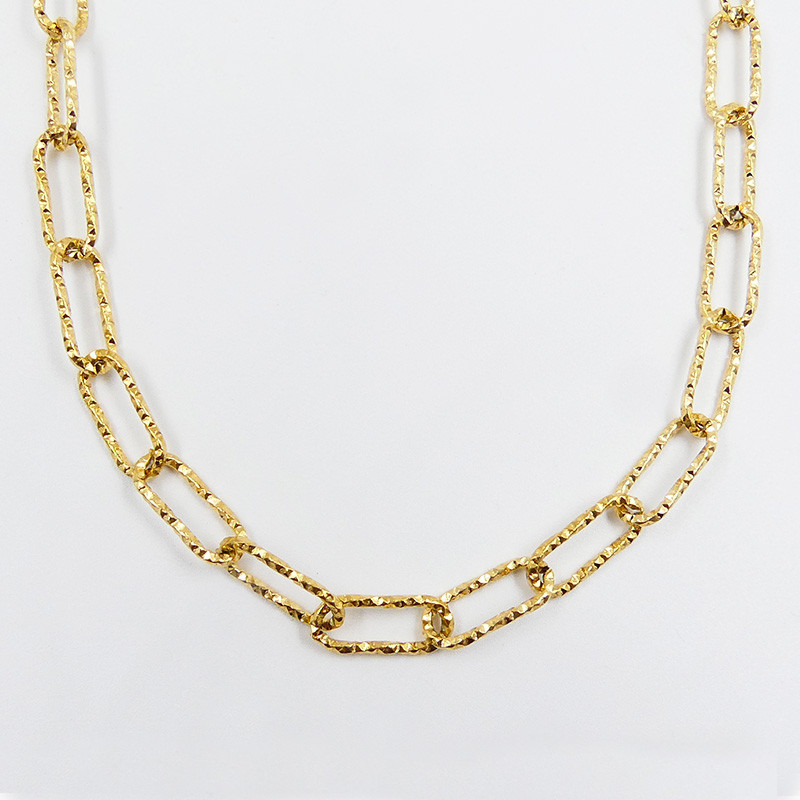 Collier acier doré maille allongée