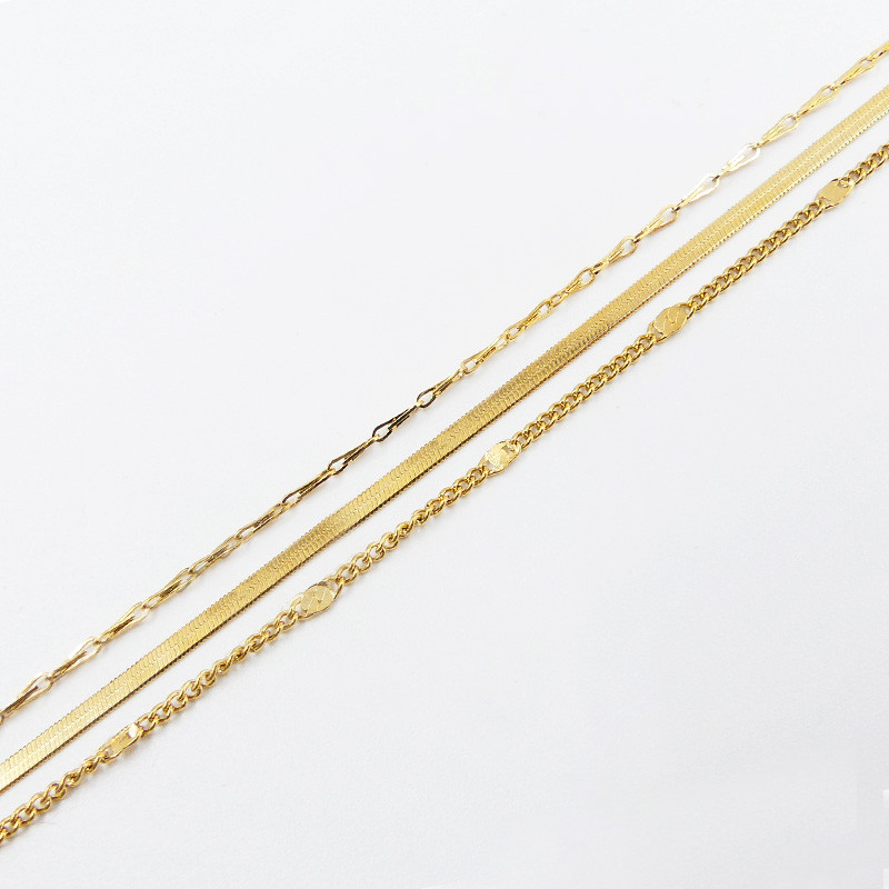 Collier acier doré 3 rangs