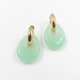 Créoles acier doré acrylique verte