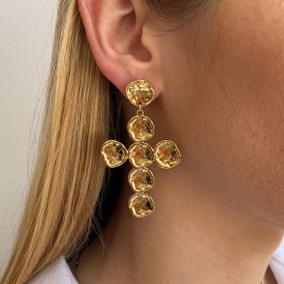 Boucles d’oreilles acier pendantes croix