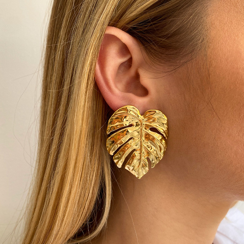 Boucles d’oreilles acier feuille