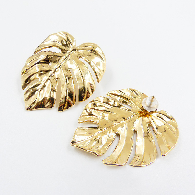 Boucles d’oreilles acier feuille