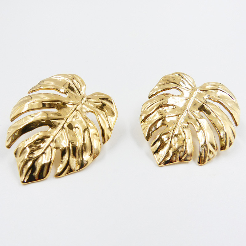 Boucles d’oreilles acier feuille