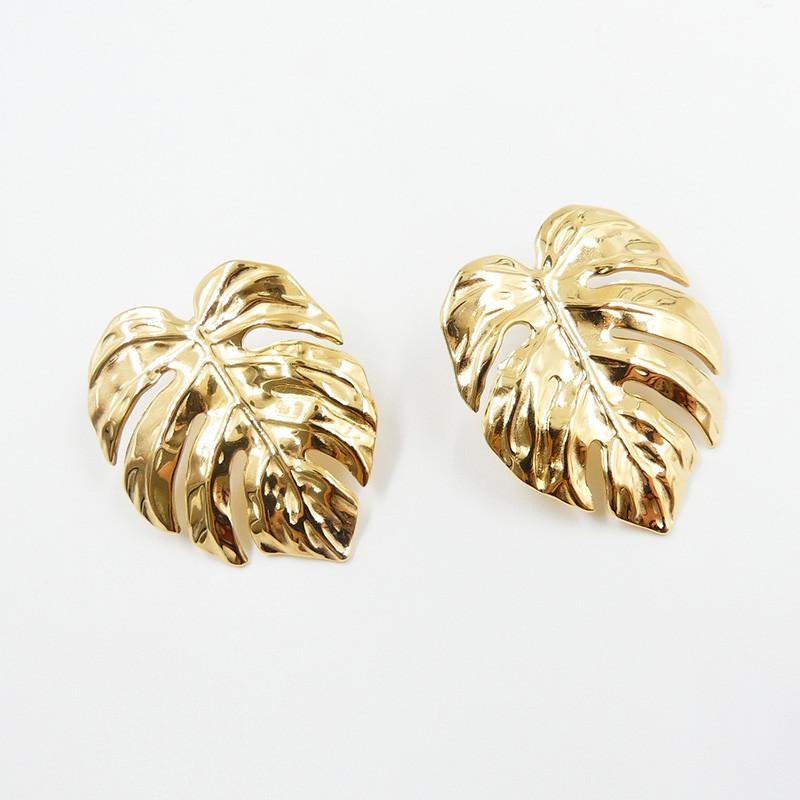 Boucles d’oreilles acier feuille