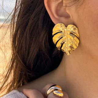 Boucles d’oreilles acier feuille