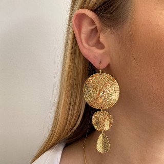 Boucles d’oreilles acier pendantes pétales