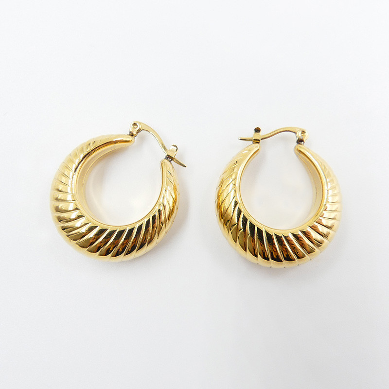 Créoles acier doré épaisses texturées