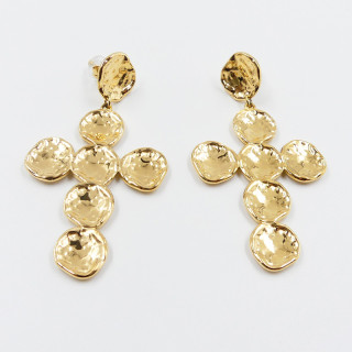 Boucles d’oreilles acier pendantes croix