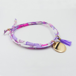 Bracelet Cordon Liberty doré médaille et pompon
