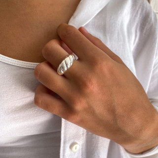 Bague Argent bombée et torsadée