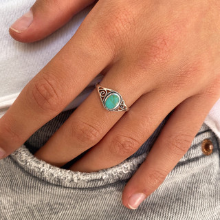 Bague Argent Baroque ajourée Turquoise
