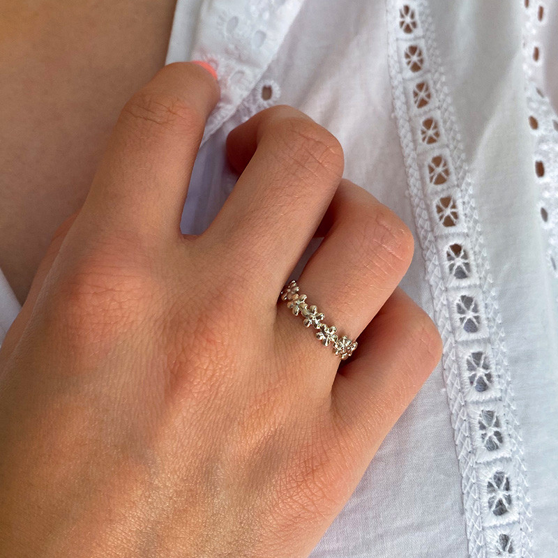 Bague Argent couronne de fleurs