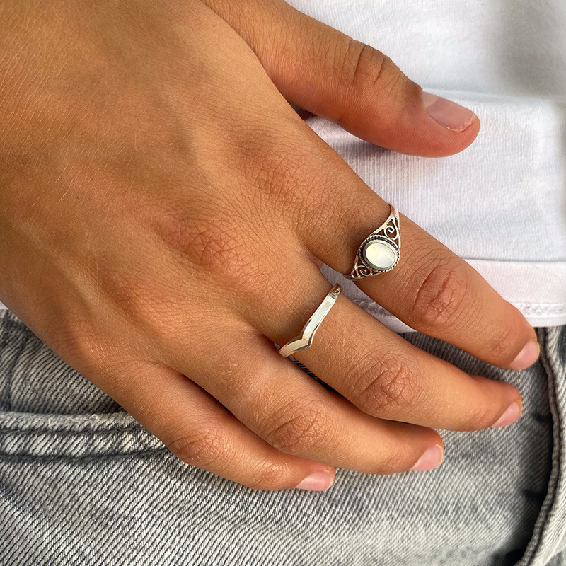 Bague Argent Chevron nacre