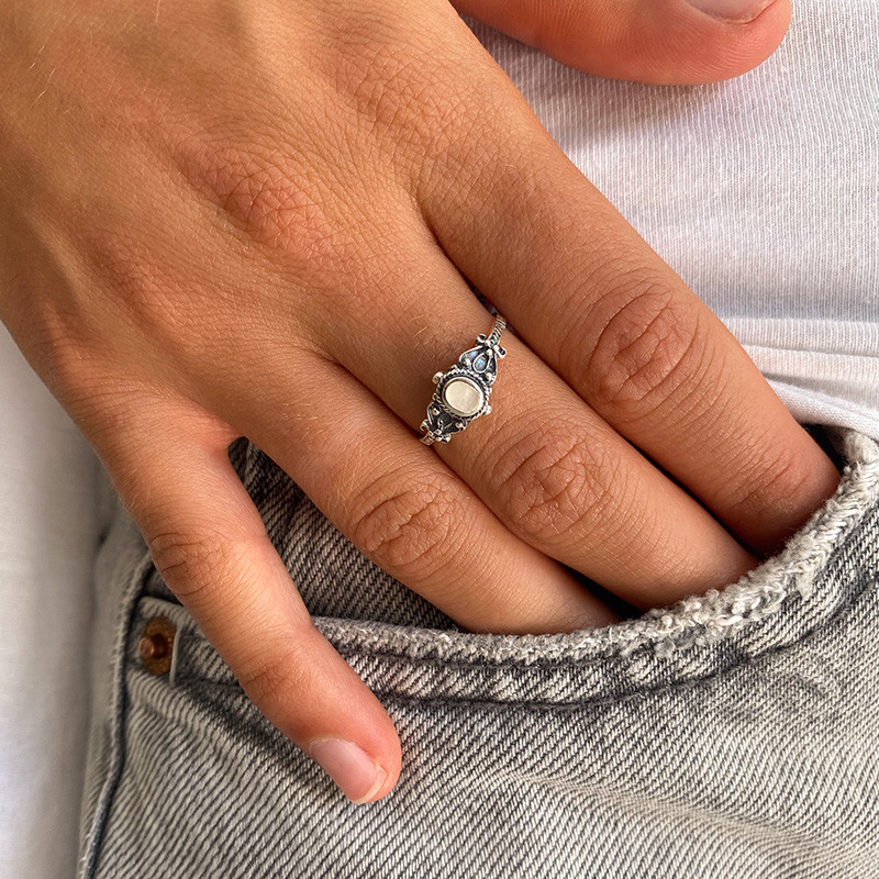 Bague Argent fine Baroque nacre