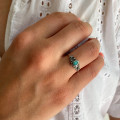 Bague Argent fine Baroque turquoise