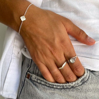 Bague Argent Baroque ajourée nacre