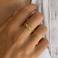 Bague ajustable acier doré anneau tressé